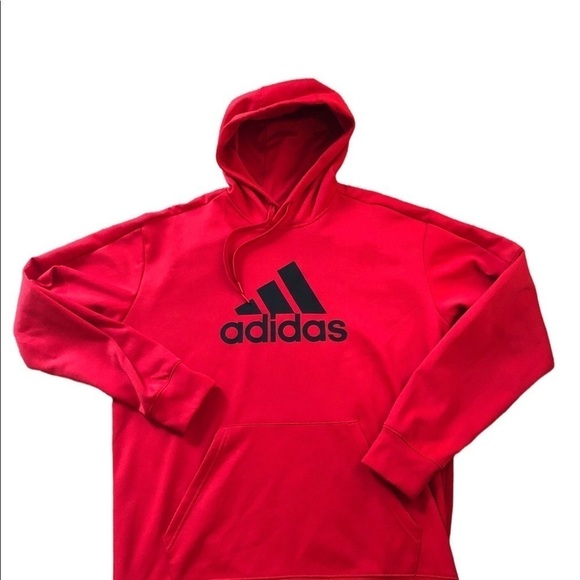 Adidas Men's Team Issue Climawarm Logo Hoodie Sz. L Red Large Mesh Lining - Picture 2 of 8
